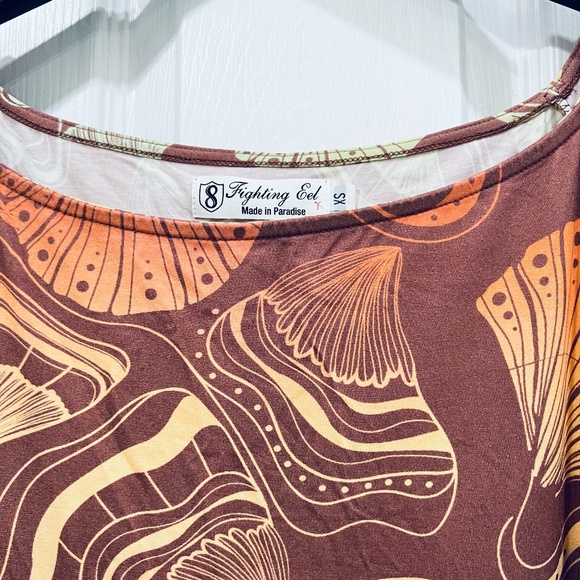 NWOT Fighting Eel Brown Shell Off the Shoulder Dress sz XS NEW - Picture 2 of 3